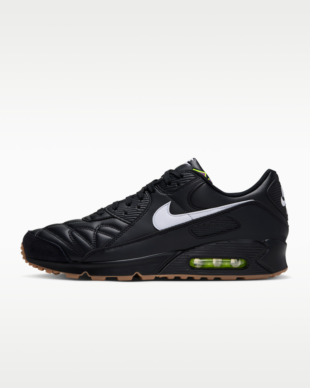 Nike Air Max 90 Premium Men's Shoes - Black/Gum Medium Brown/Volt/White