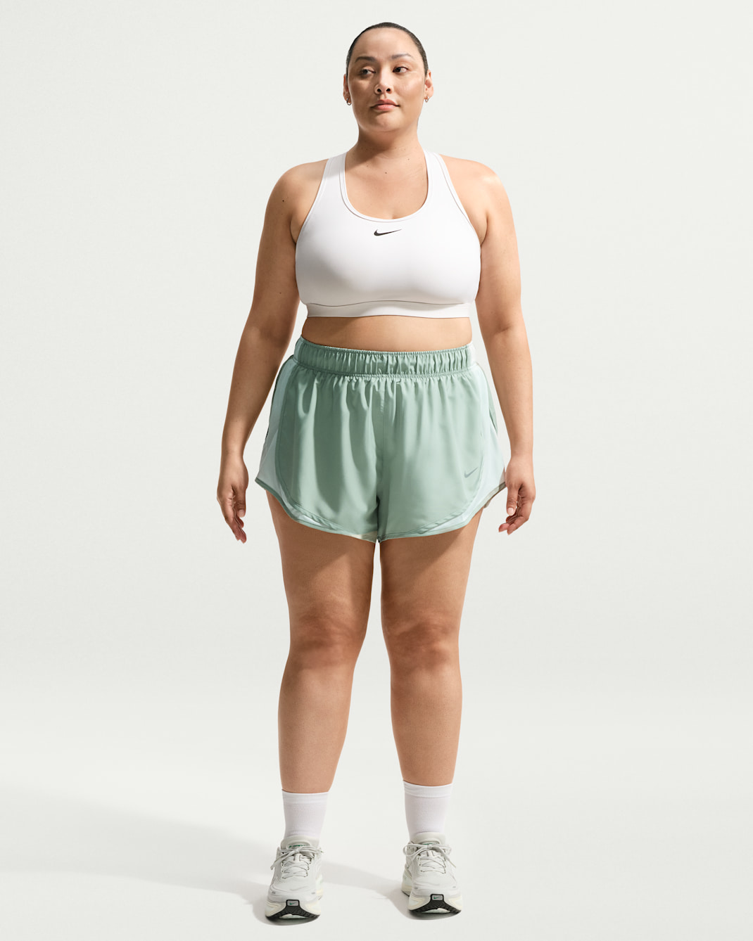 Nike Tempo Women's Dri-FIT Mid-Rise 3" Brief-Lined Running Shorts (Plus Size) - Steam/Barely Green/Steam