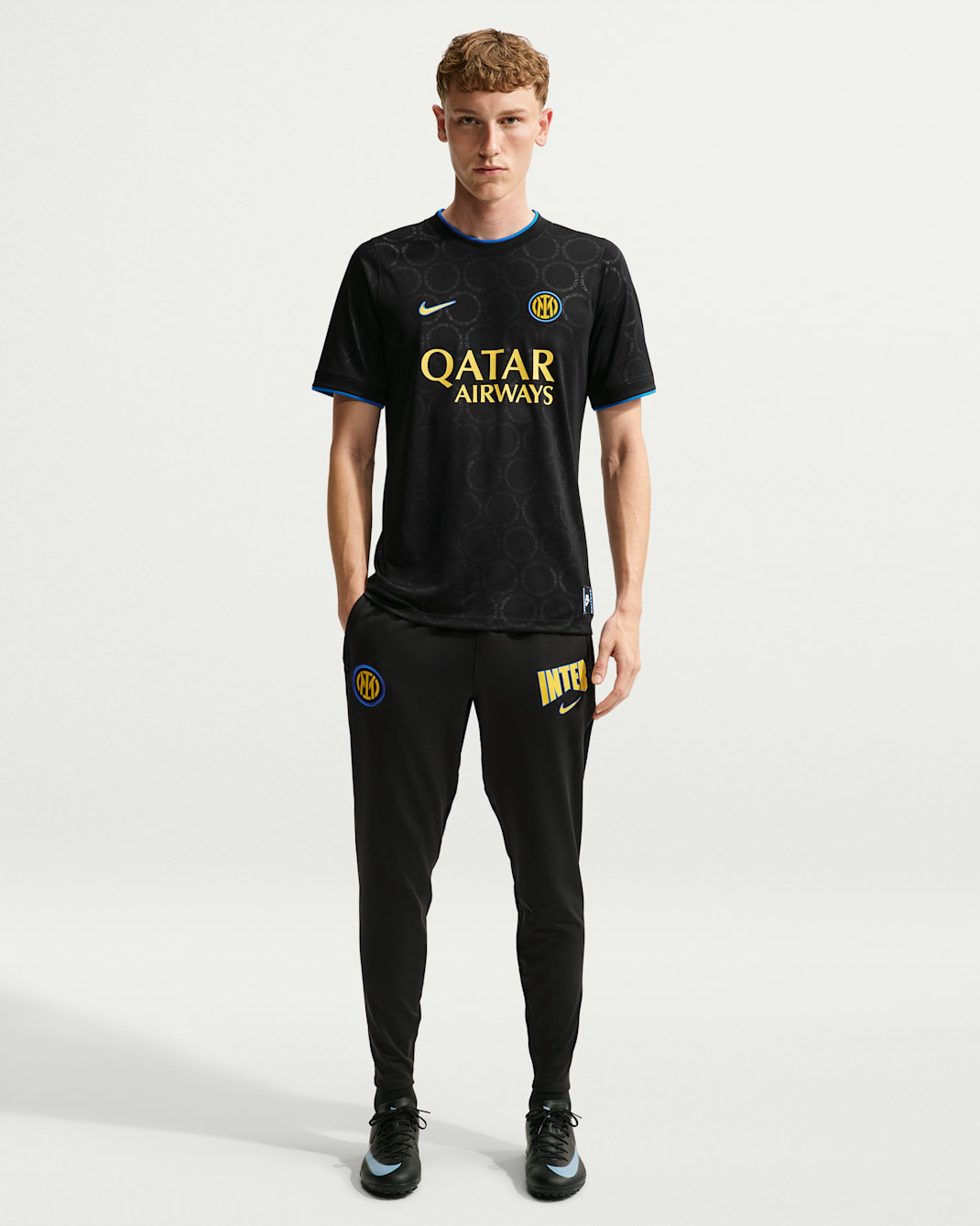 Stickade fotbollsbyxor Inter Milan Strike Third Nike Dri-FIT för män - Svart/Svart/Tour Yellow
