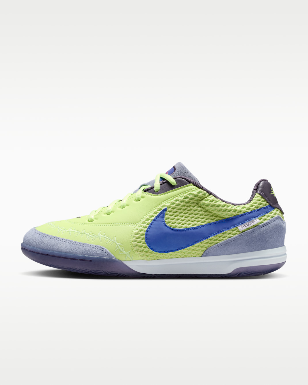 Nike Tiempo Streetgato Indoor/Court Low-Top Football Shoes - Liquid Lime/Ashen Slate/Dark Raisin/Racer Blue