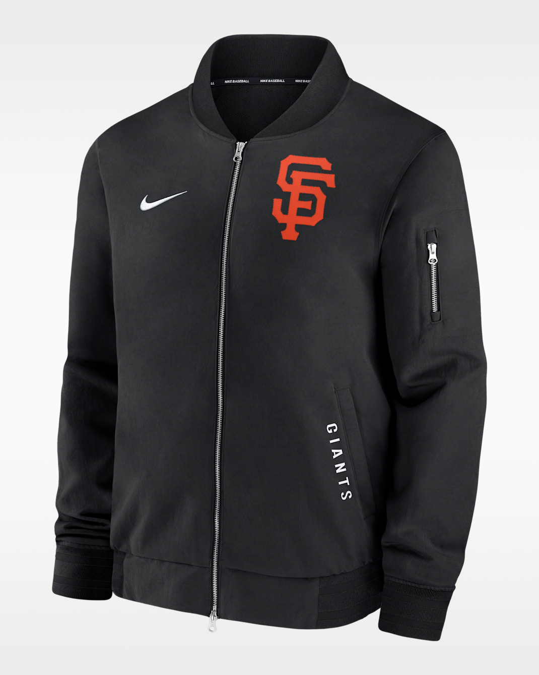 Chamarra bomber Nike de la MLB de cierre completo para hombre San Francisco Giants Authentic Collection Dugout - Negro