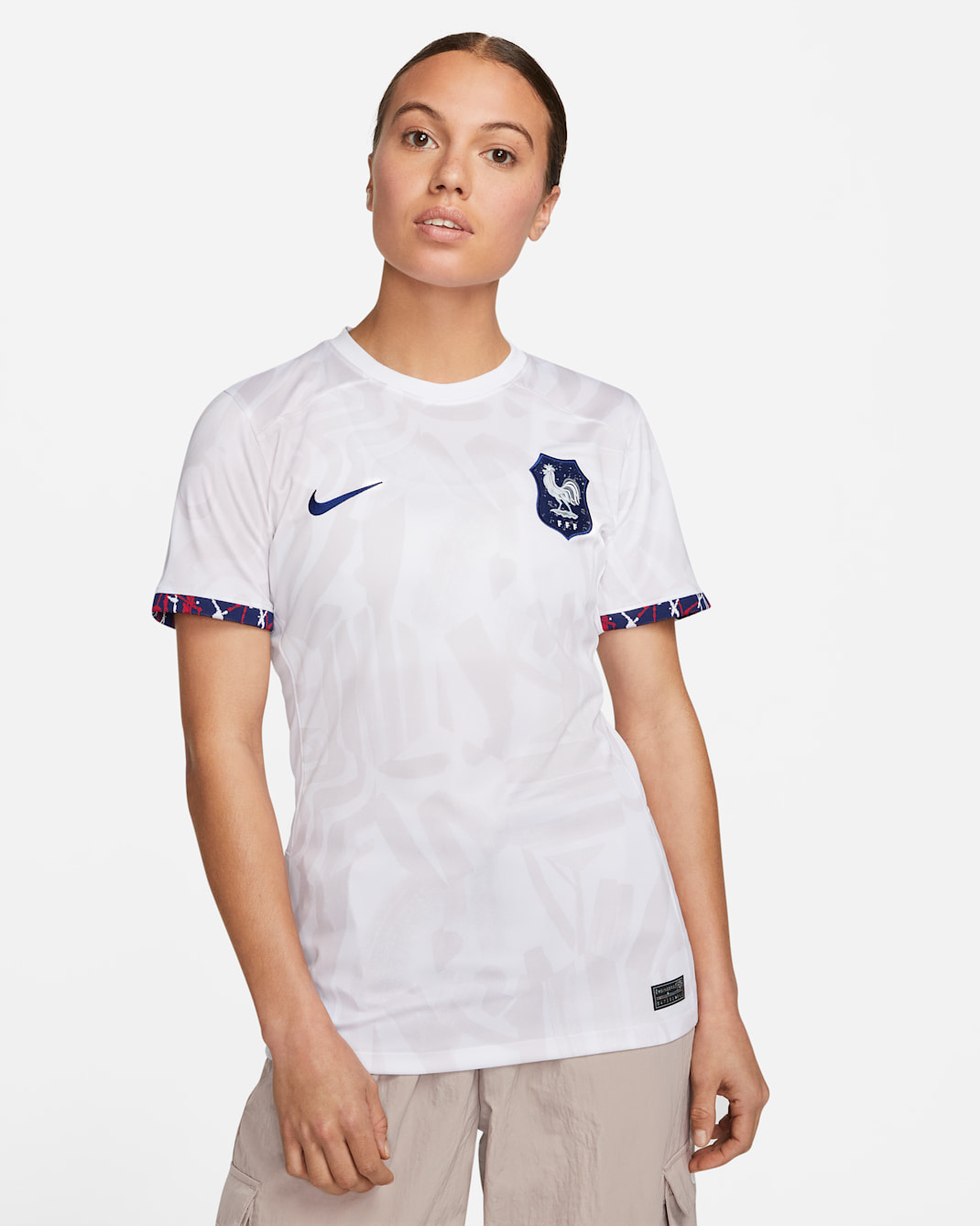 Maillot de foot Nike Dri-FIT FFF 2023 Stadium Extérieur pour femme - Blanc/Venice/Loyal Blue
