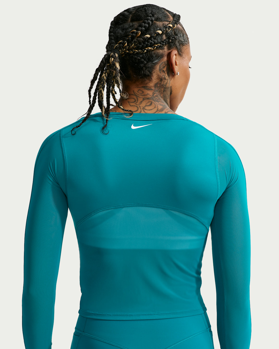 Playera de manga larga Dri-FIT para mujer Nike One - Abeto brillante/Blanco/Morado vivo/Blanco