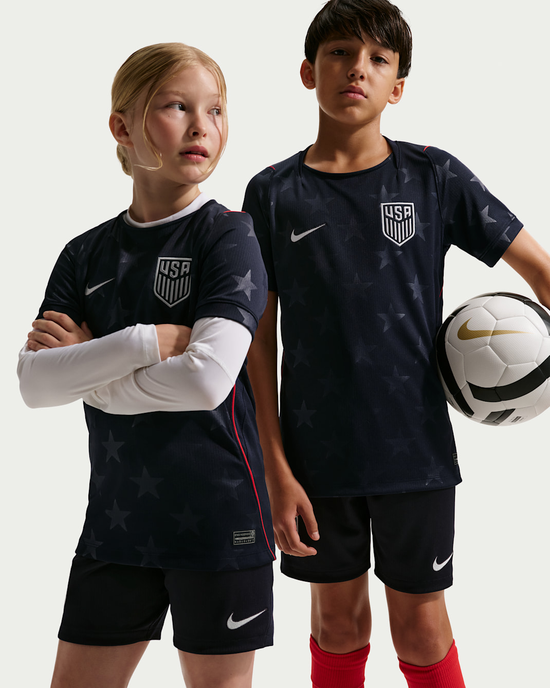 USMNT 2026 Stadium Away Big Kids' Nike Dri-FIT Soccer Replica Jersey - Dark Obsidian/University Red/Pure Platinum