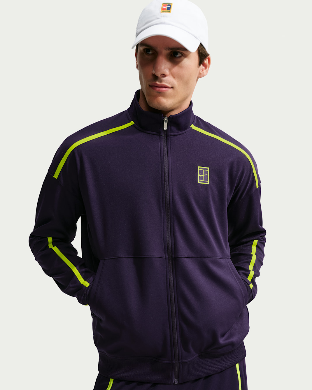 NikeCourt Heritage Men's Tennis Jacket - Purple Dynasty/Lemon Venom