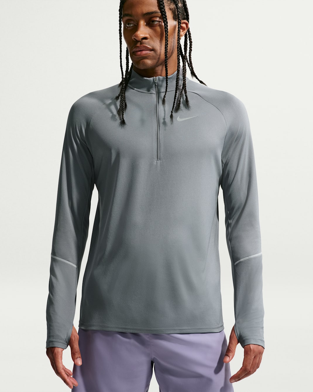Nike Miler Dri-FIT Laufoberteil mit Halbreißverschluss (Herren) - Smoke Grey/Iron Grey