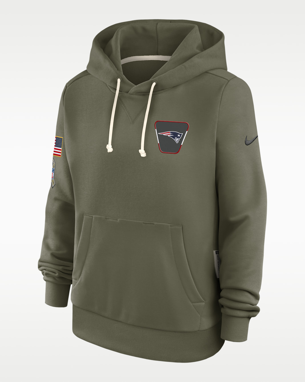 New England Patriots Salute to Service Sideline Women's Nike Dri-FIT NFL Pullover Hoodie - Olive