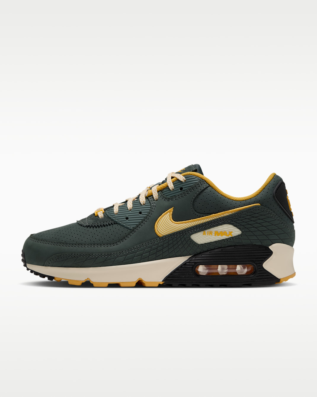Nike Air Max 90 (Green Bay Packers) Men's NFL Shoes - Vintage Green/University Gold/Black/Alabaster