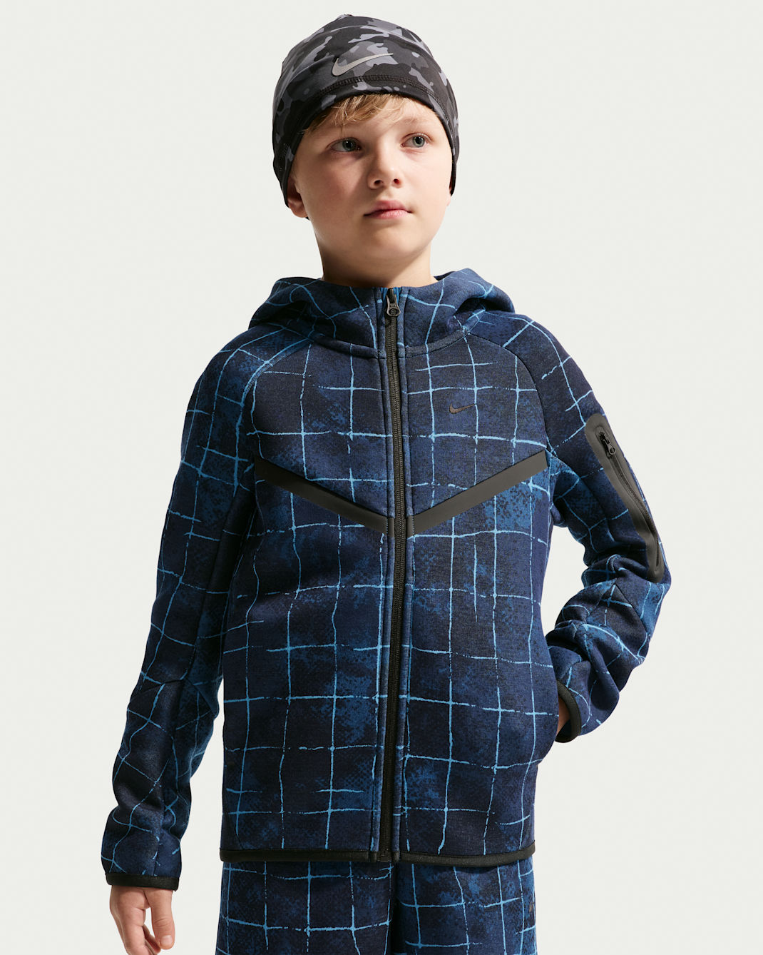 Nike Sportswear Tech Fleece Older Kids' (Boys') Full-Zip Hoodie - Star Blue/Court Blue/Black
