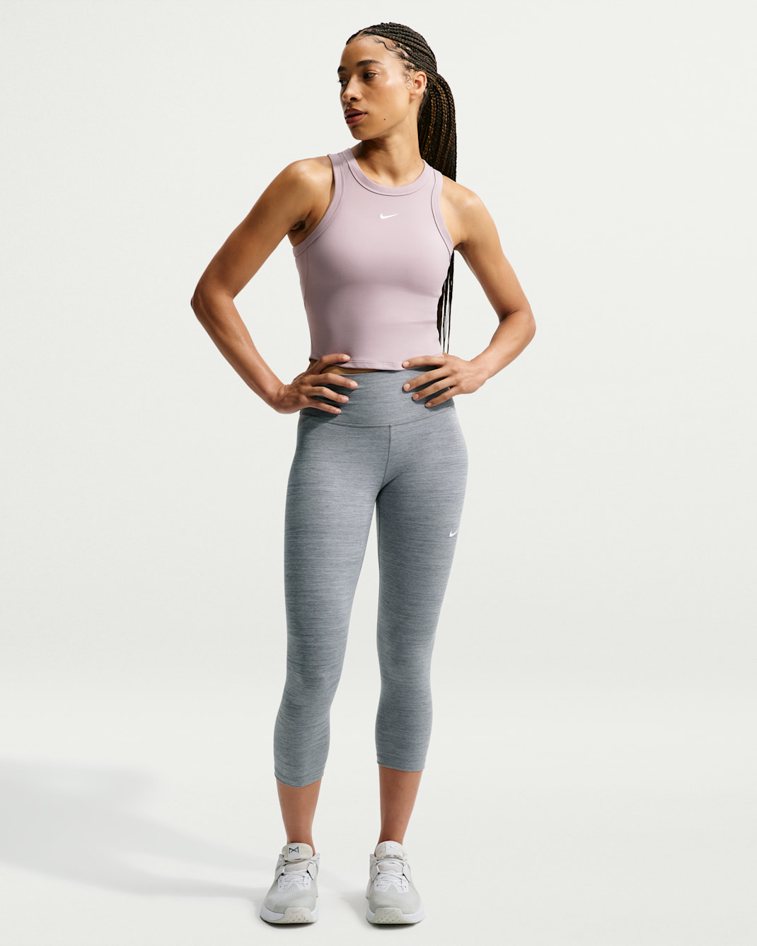 Nike One Women's High-Waisted Crop Leggings - Smoke Grey/Heather/White