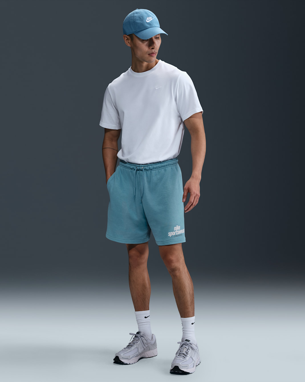 Shorts Flow de French Terry para hombre Nike Club - Denim turquesa/Denim turquesa/Polvo fotón