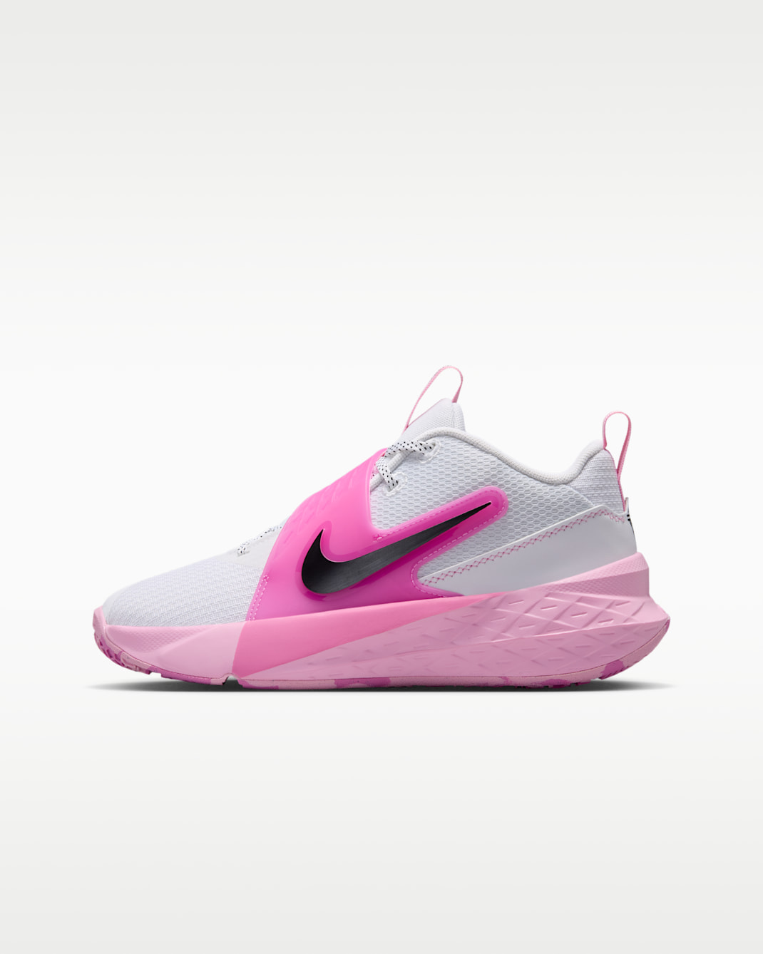 Nike Team Hustle D 12 Big Kids' Basketball Shoes - White/Pink Rise/Playful Pink/Black