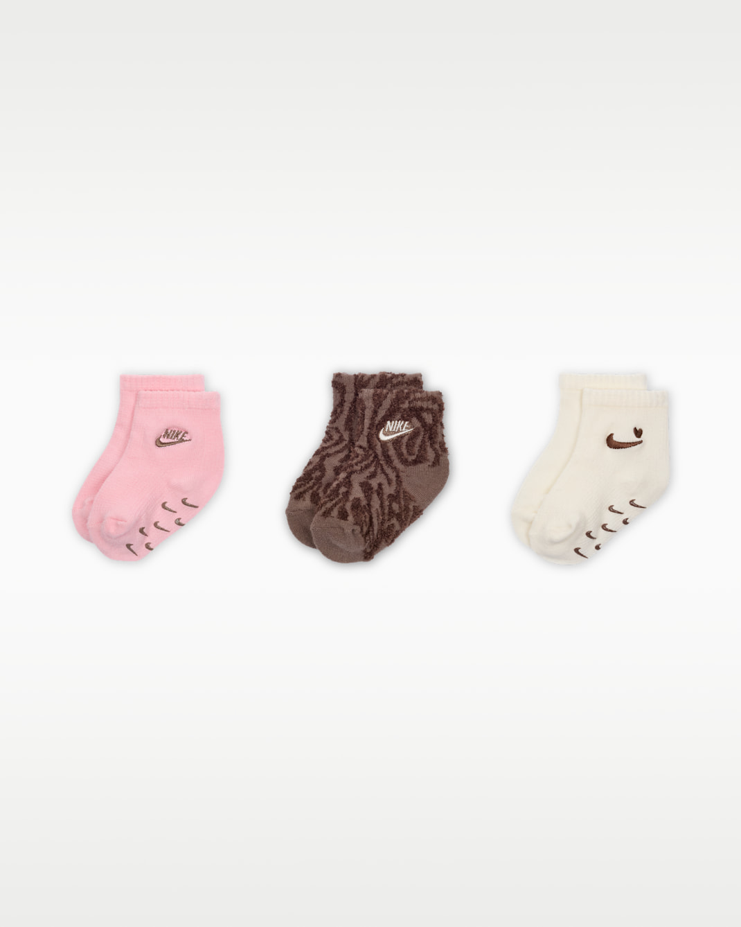 Nike Wild Warmth Baby/Toddler Ribbed Gripper Socks (3 Pairs) - Medium Soft Pink