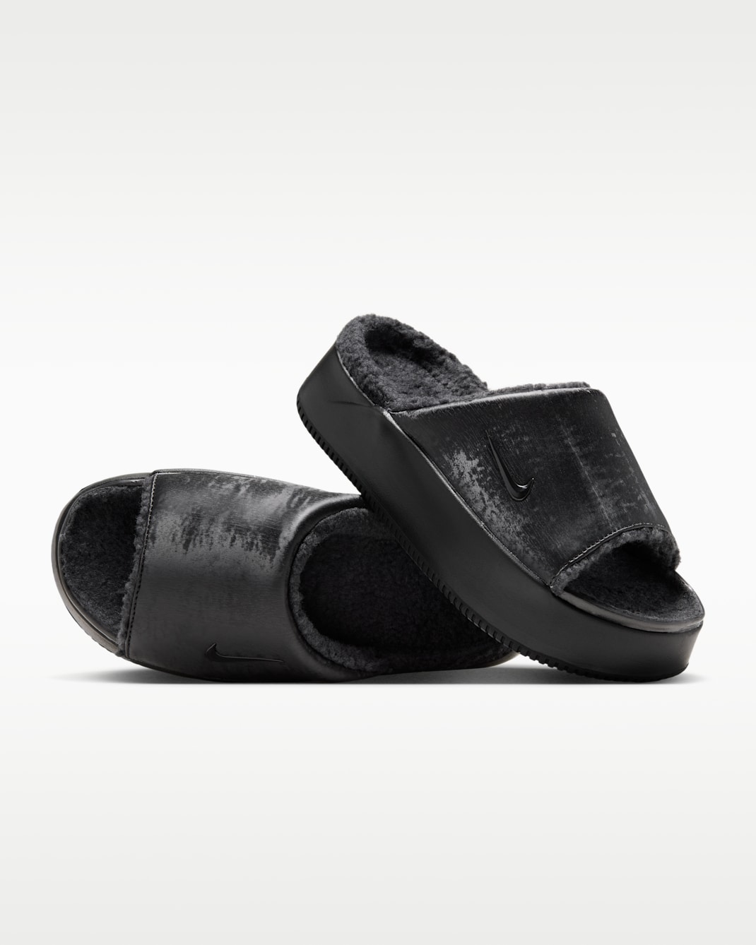Nike Calm Elevation SE Faux Fur Women's Slides - Black/Black