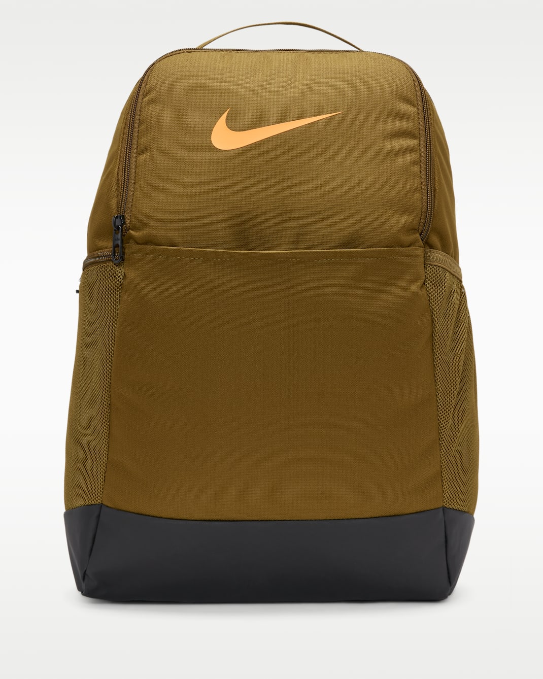 Nike Brasilia 9.5 訓練背包 (中型，24 公升) - Olive Flak/黑色/Vivid Orange
