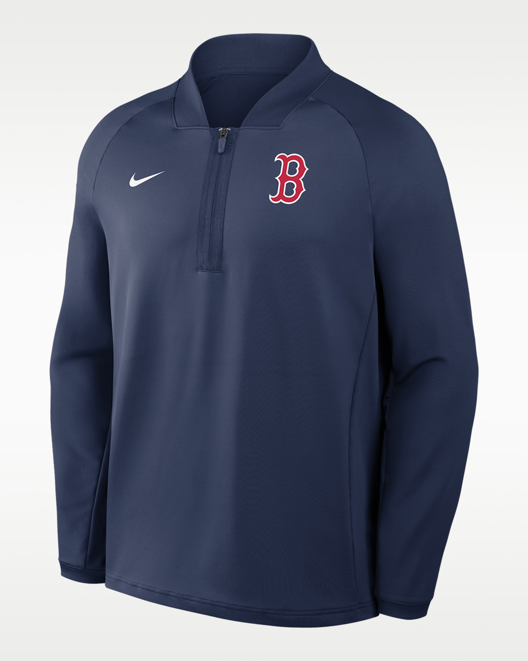 Playera de manga larga Nike Dri-FIT de la MLB de medio cierre para hombre Boston Red Sox Authentic Collection - Azul marino