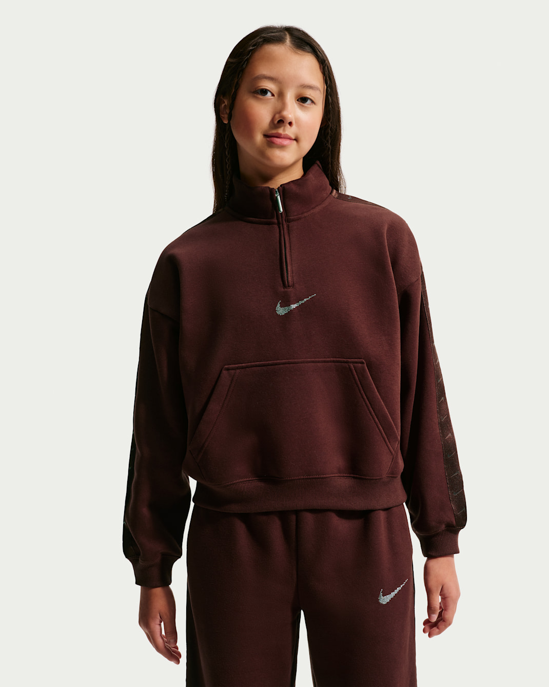Nike Sportswear Studio Fleece Big Kids' (Girls') 1/4-Zip Sweatshirt - Mystic Dates