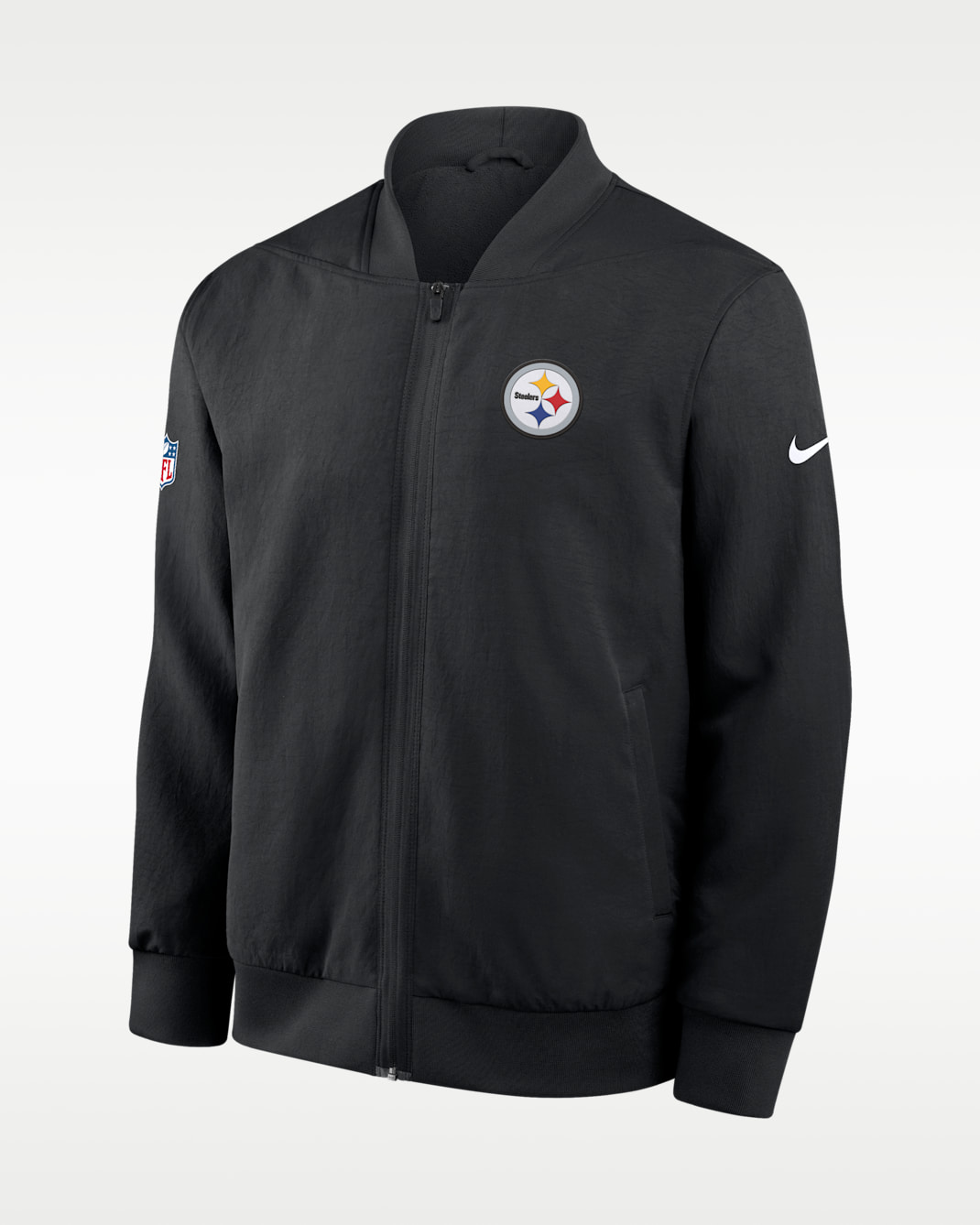 Chamarra bomber Nike de la NFL de cierre completo para hombre Pittsburgh Steelers Sideline - Negro