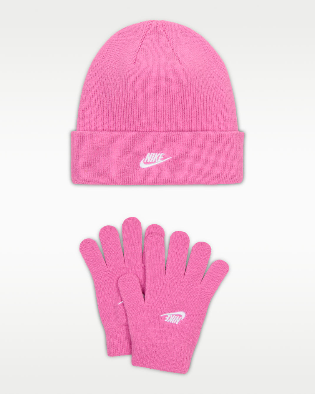 Conjunto de gorro y guantes Club para niños talla grande Nike - Rosa