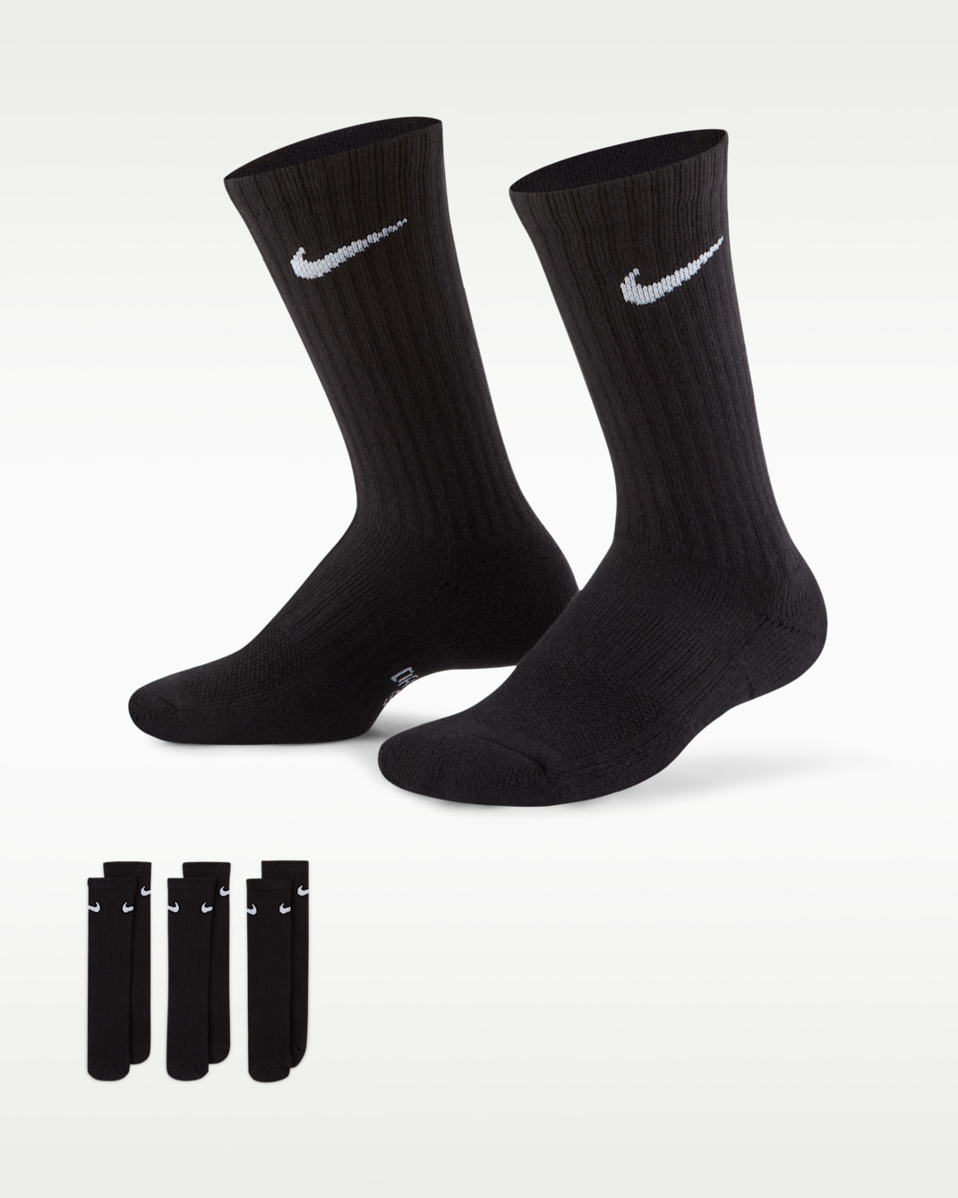 Calcetines deportivos con amortiguación para niños Nike Everyday (3 pares) - Negro/Blanco