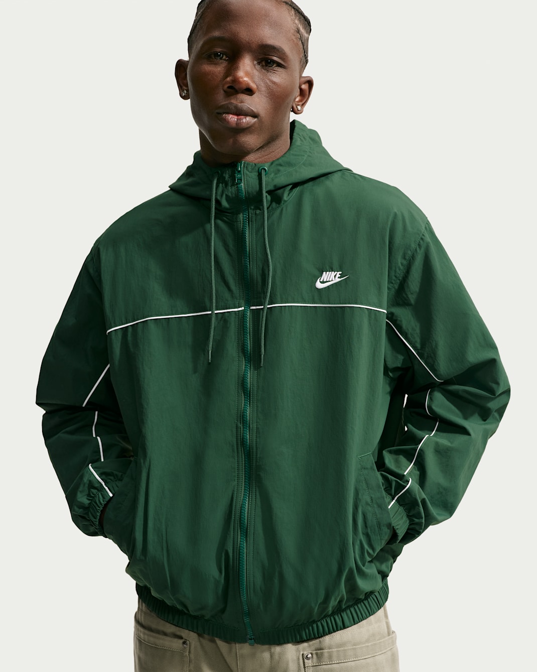 Nike Club Men's Hooded Jacket - Fir/Fir/White/White