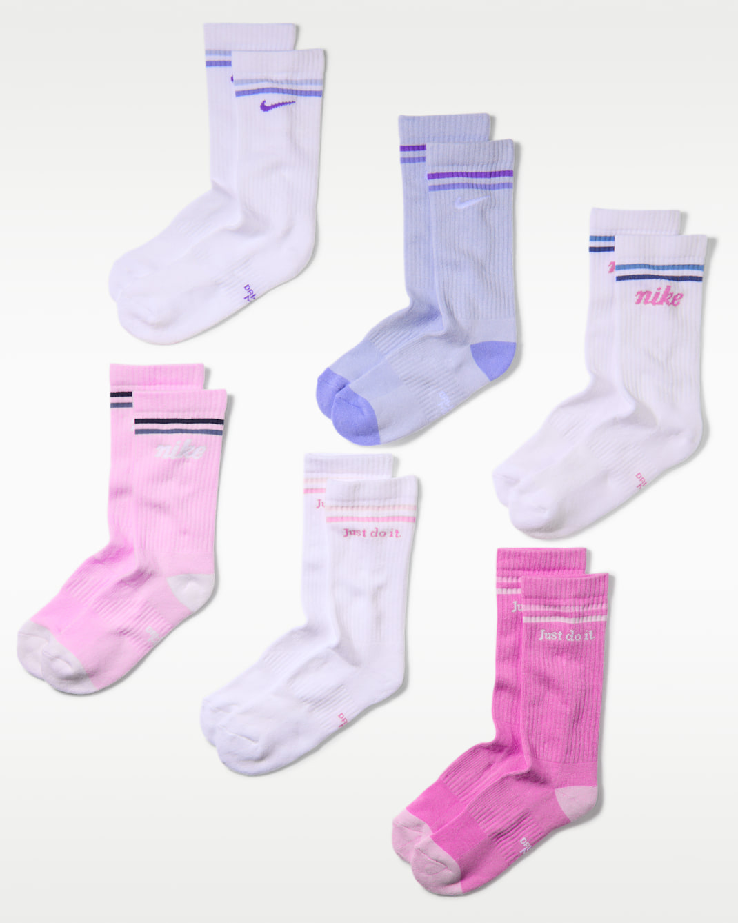 Nike Everyday Kids' Cushioned Crew Socks (6 Pairs) - Multi-Colour