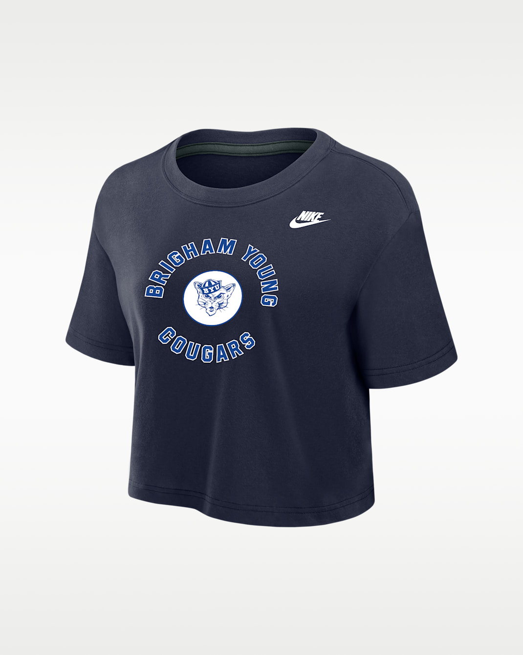 BYU Cougars Women's Nike Dri-FIT Cropped T-Shirt - College Navy