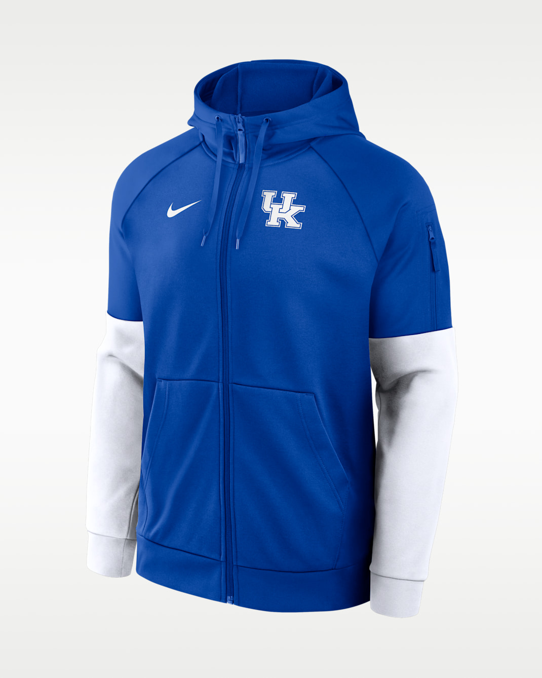 Sudadera con gorro y cierre completo universitaria Nike Therma-FIT para hombre Kentucky Primetime - Royal/Blanco
