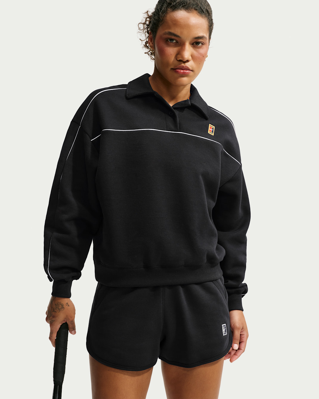 NikeCourt Court Collection Women's Long-Sleeve Fleece Tennis Top - Black