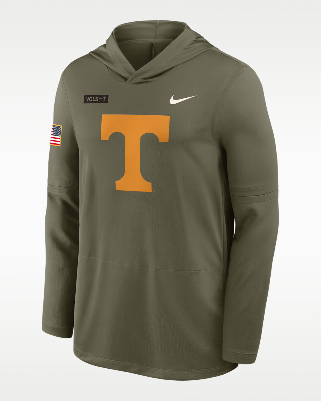 Tennessee 2025 Military Appreciation Men's Nike Dri-FIT College Long-Sleeve Hooded Top - Olive