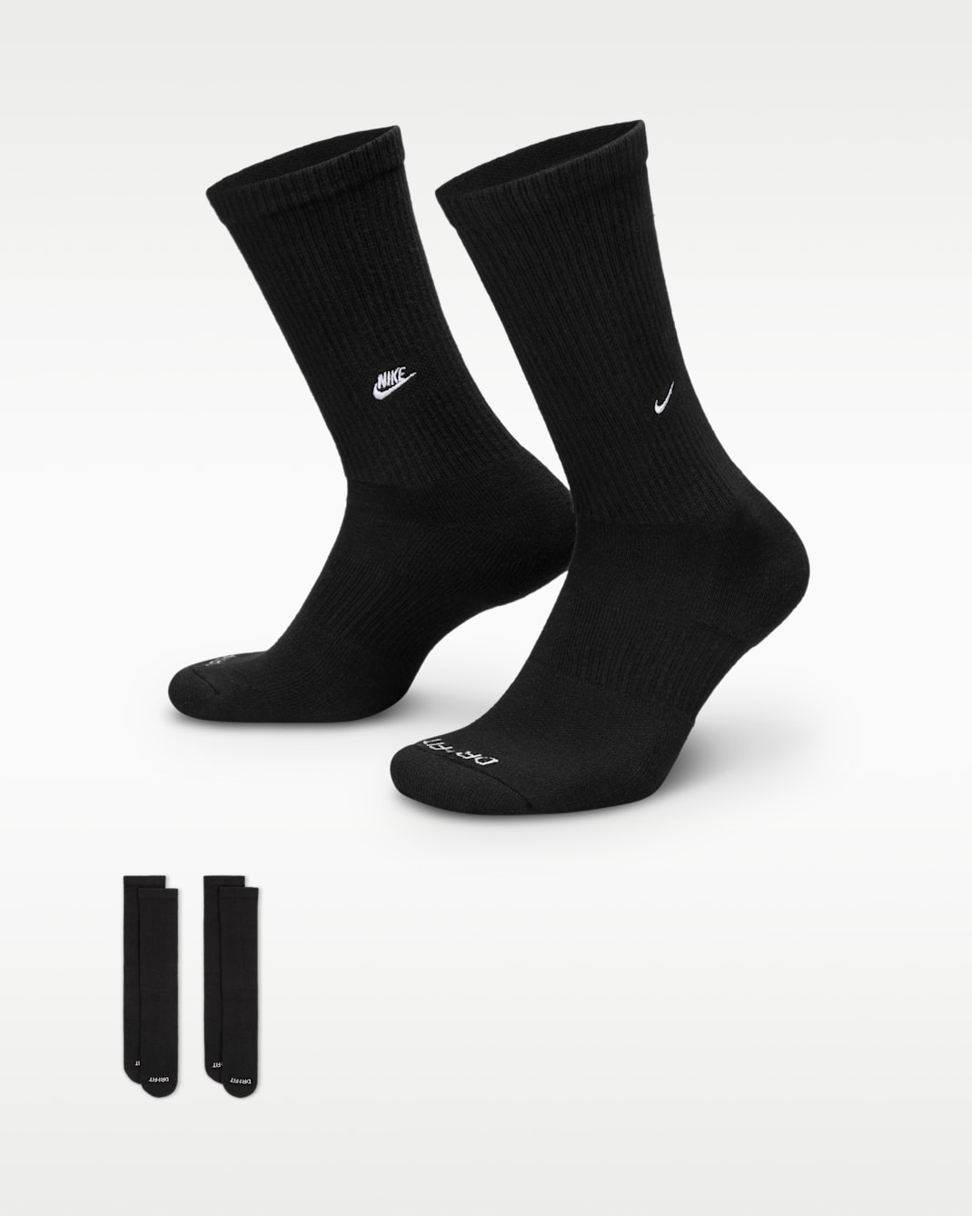 Nike Everyday Cushioned Crew Socks (2 Pairs) - Black/White