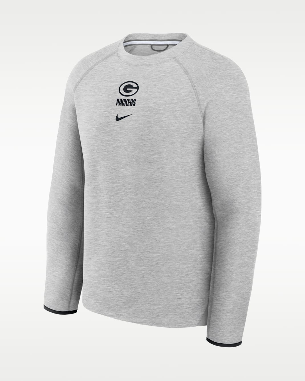 Sudadera de cuello redondo sin cierre Nike Tech Fleece de la NFL para hombre de los Green Bay Packers - Gris jaspeado/Negro