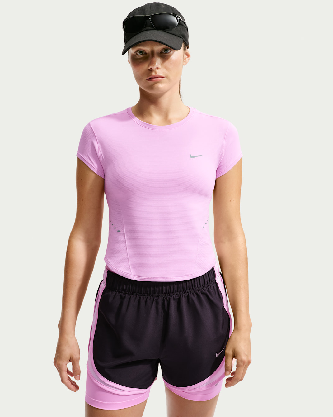 Nike Swift Women's Dri-FIT Seamless Cropped Short-Sleeve Running Top - Pink Rise/Cool Grey