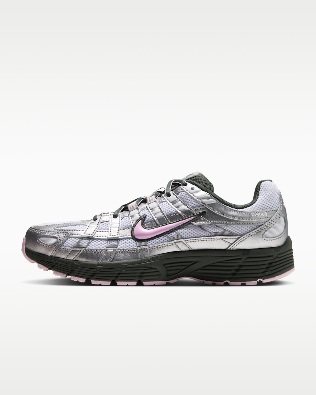 Nike P-6000 Women's Shoes - White/Metallic Silver/Camo Green/Pink Foam