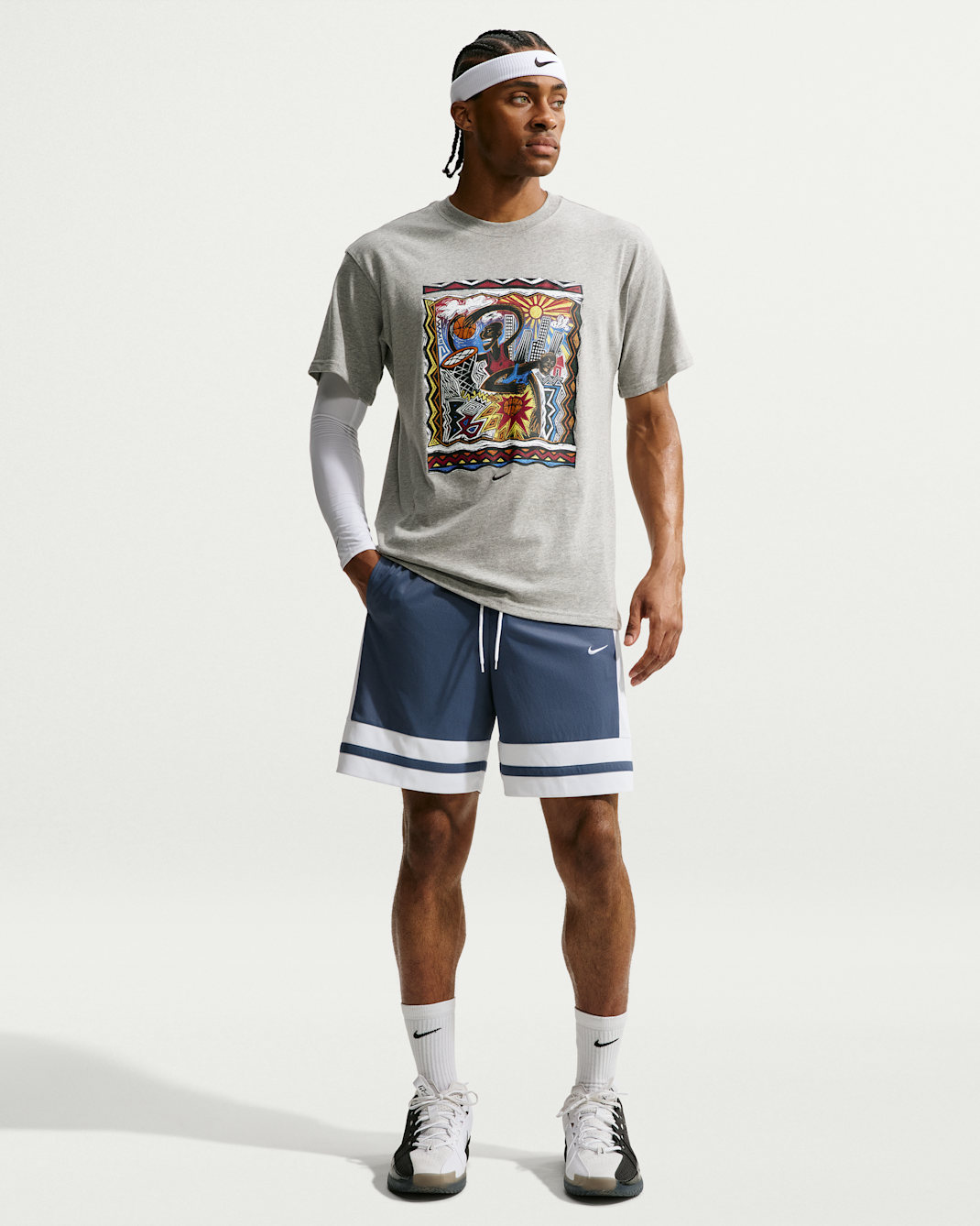 Nike Men's Dri-FIT 8" Basketball Shorts - Diffused Blue/White/Diffused Blue/White