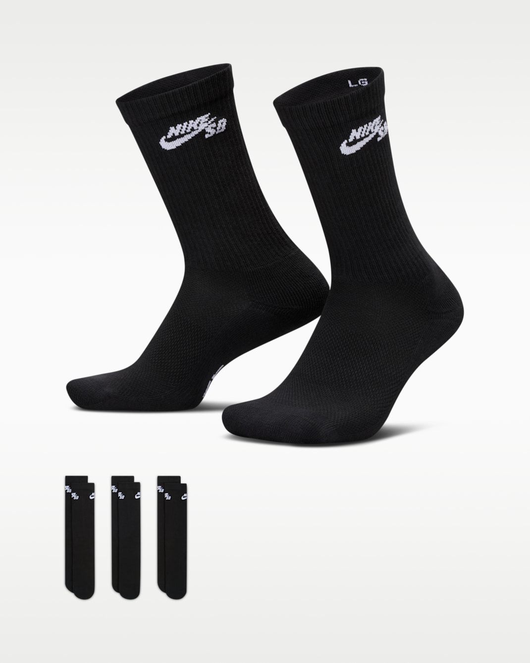 Nike SB Everyday Elevated Skate Socks (3 Pairs) - Black