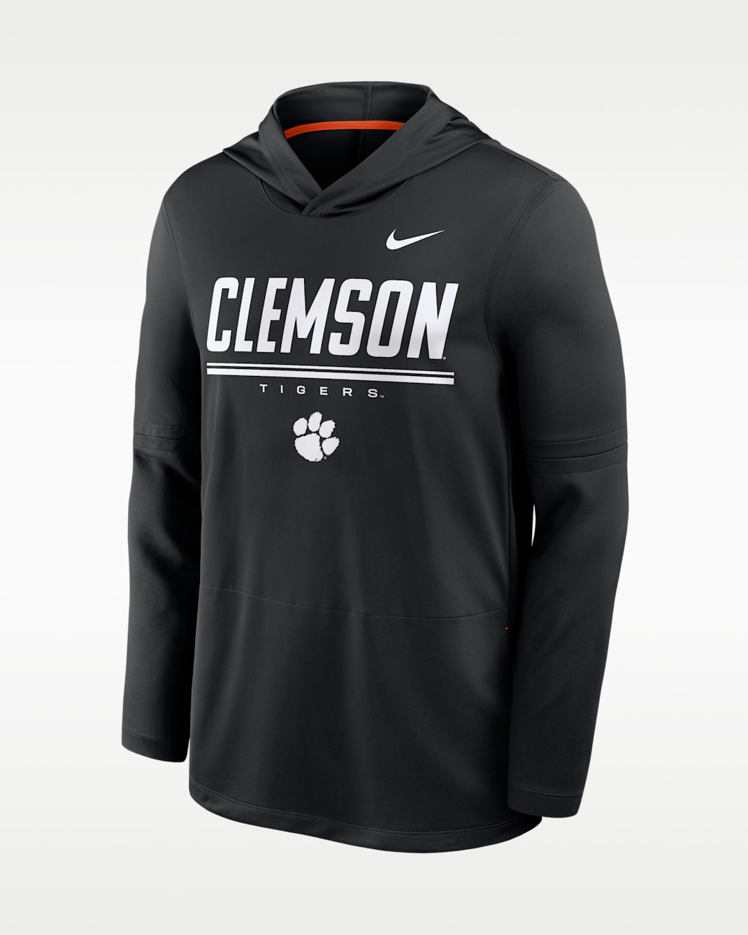 Clemson Sideline Men's Nike Dri-FIT College Long-Sleeve Hooded Top - Black/University Orange