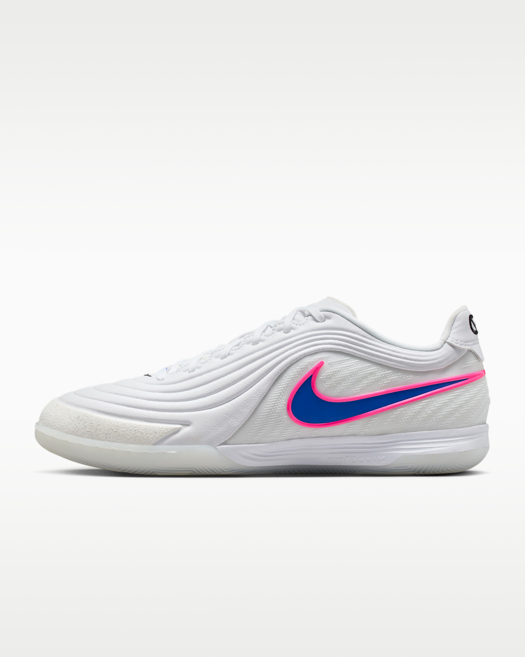Nike Tiempo Reactgato Indoor/Court Low-Top Soccer Shoes - White/Pink Blast/Racer Blue
