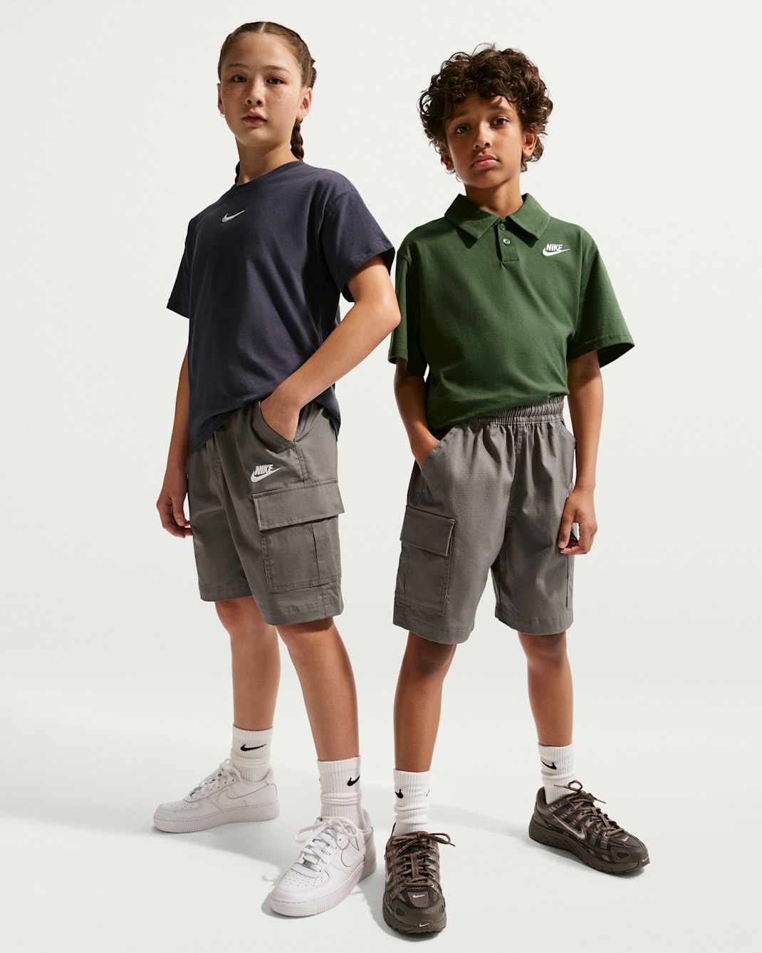 Nike Sportswear Club Big Kids' Woven Cargo Shorts - Cave Stone/White