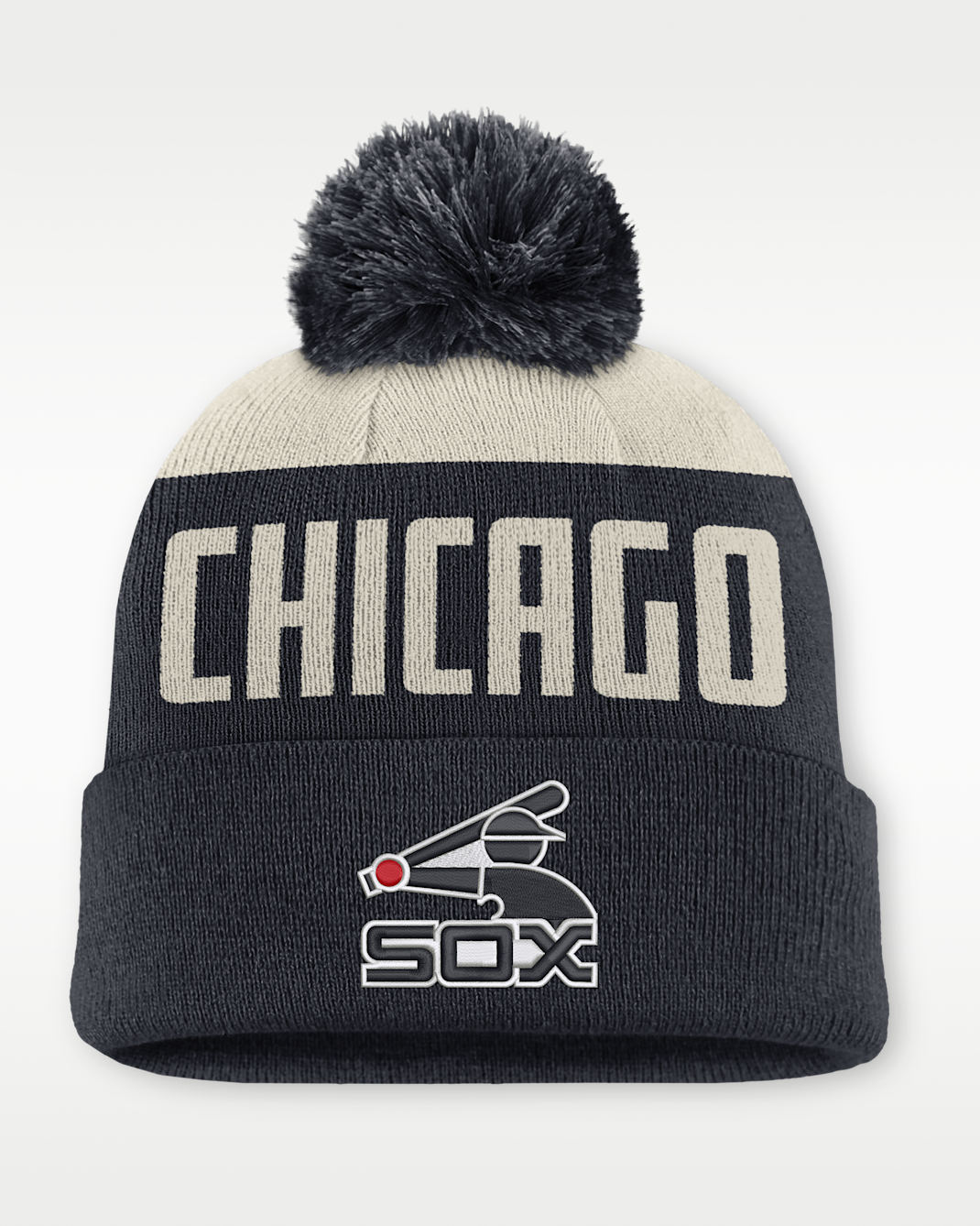 Chicago White Sox Cooperstown Peak Men's Nike MLB Cuffed Pom Beanie - White/Dark Blue