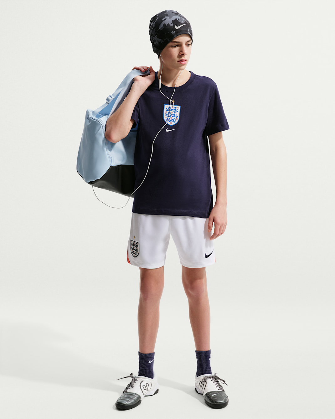 England 2026 Stadium Home Older Kids' Nike Dri-FIT Football Replica Shorts - White/Speed Red/Obsidian/Obsidian