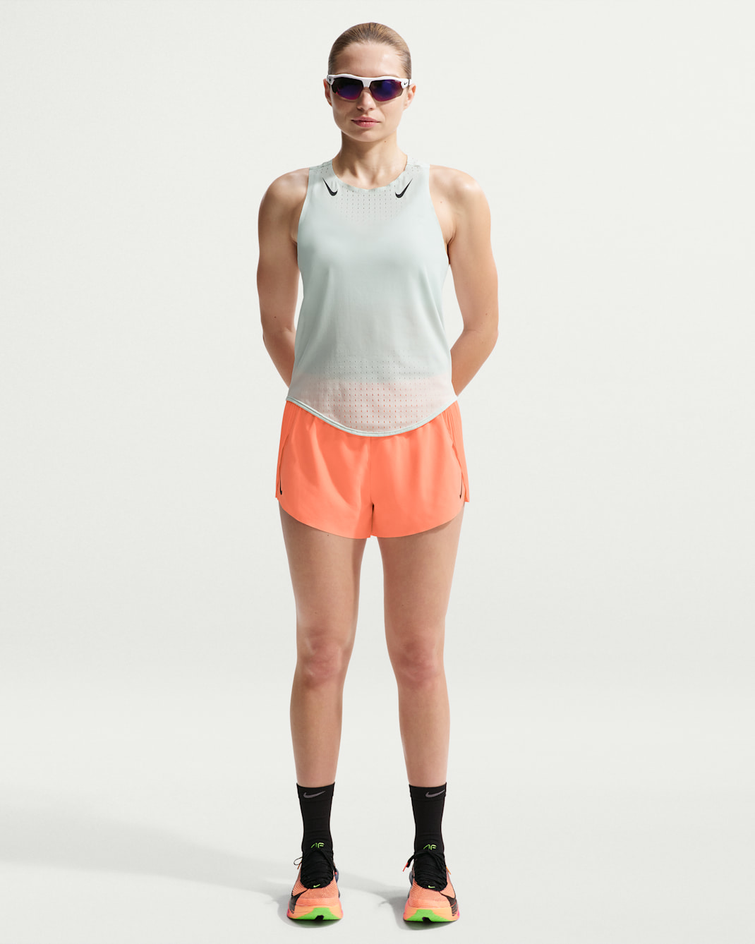 Nike AeroSwift Women's Dri-FIT ADV Mid-Rise 3" Brief-Lined Running Shorts - Orange Pulse/Black/White/Black