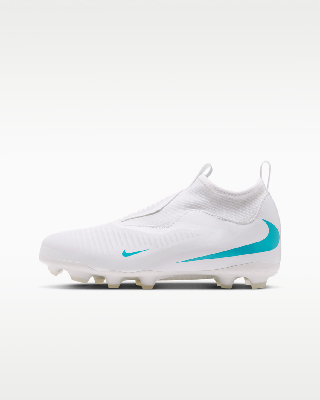Nike Jr. Phantom 6 High Academy Big Kids' Multi-Ground Soccer Cleats - White/White/Dusty Cactus
