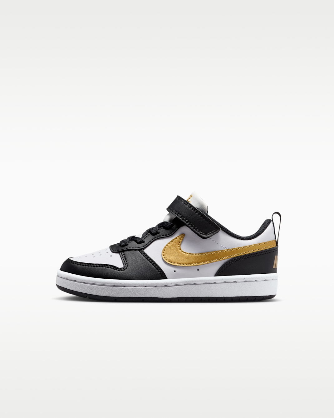 Tenis para niños de preescolar Nike Court Borough Low Recraft - Negro/Negro/Blanco/Oro metalizado