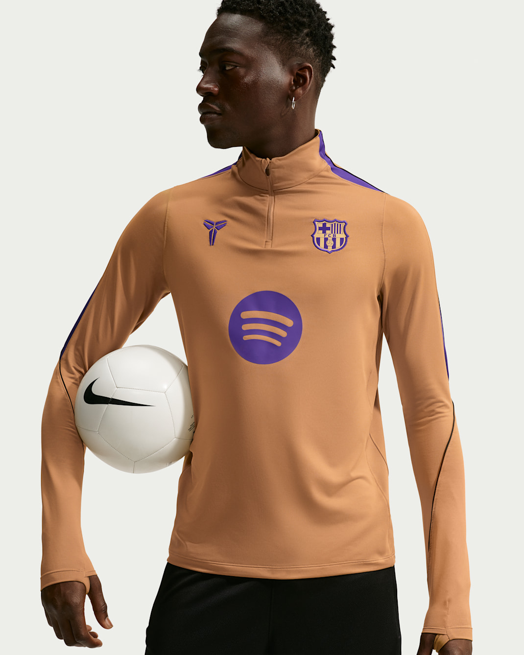 F.C. Barcelona Strike Away Men's Kobe Dri-FIT Football Knit Drill Top - Elemental Gold/Field Purple/Field Purple