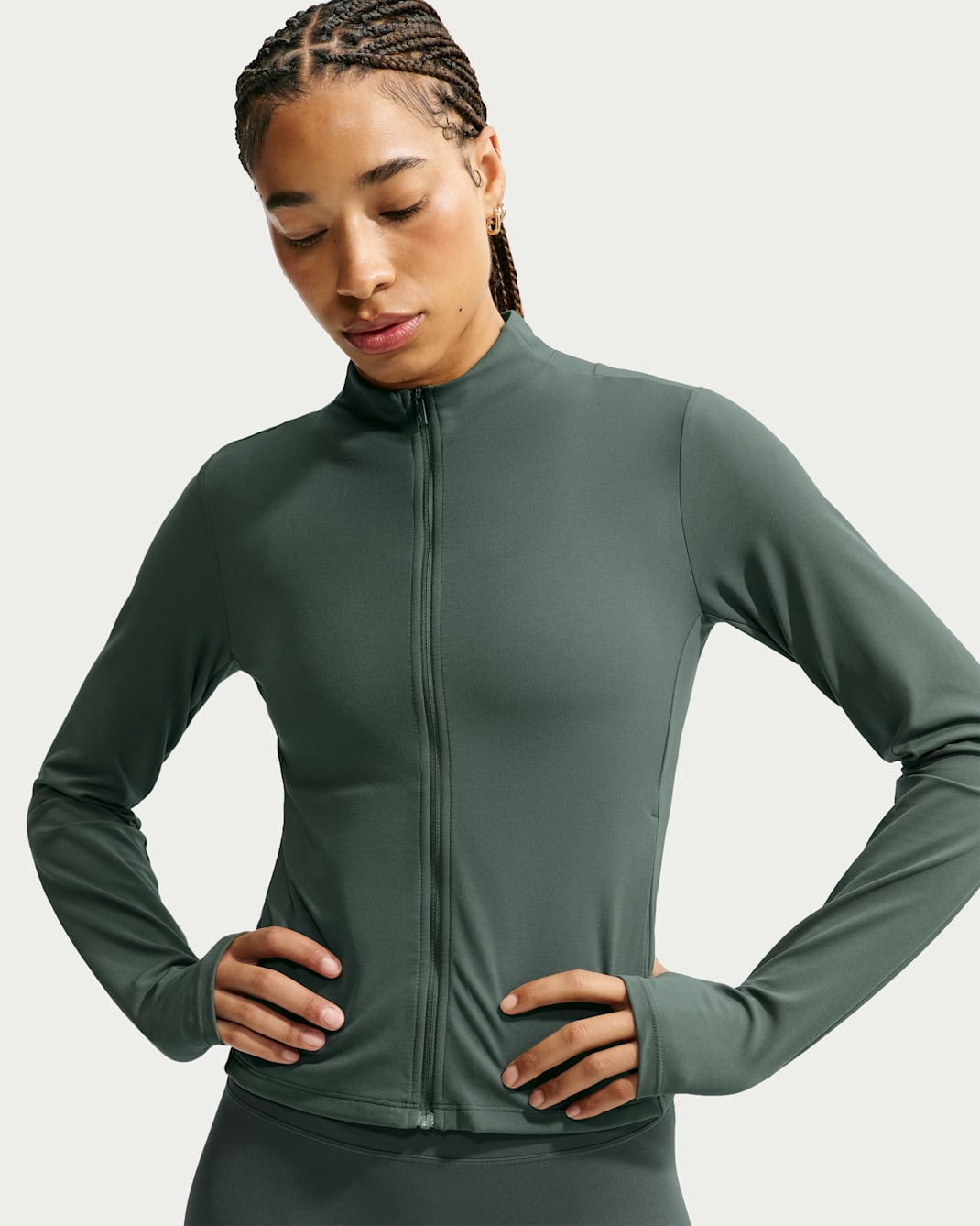 Nike Zenvy Women's Dri-FIT Full-Zip Jacket - Camo Green/White