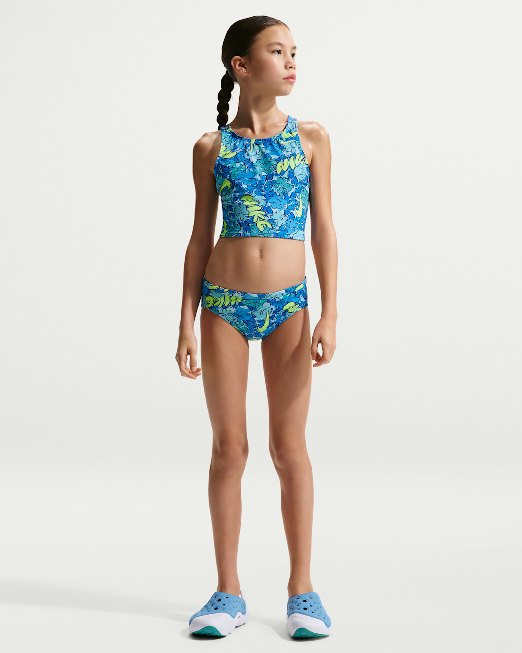 Nike Swim Big Kids' (Girls') Spiderback Midkini Set - Blue Crystal