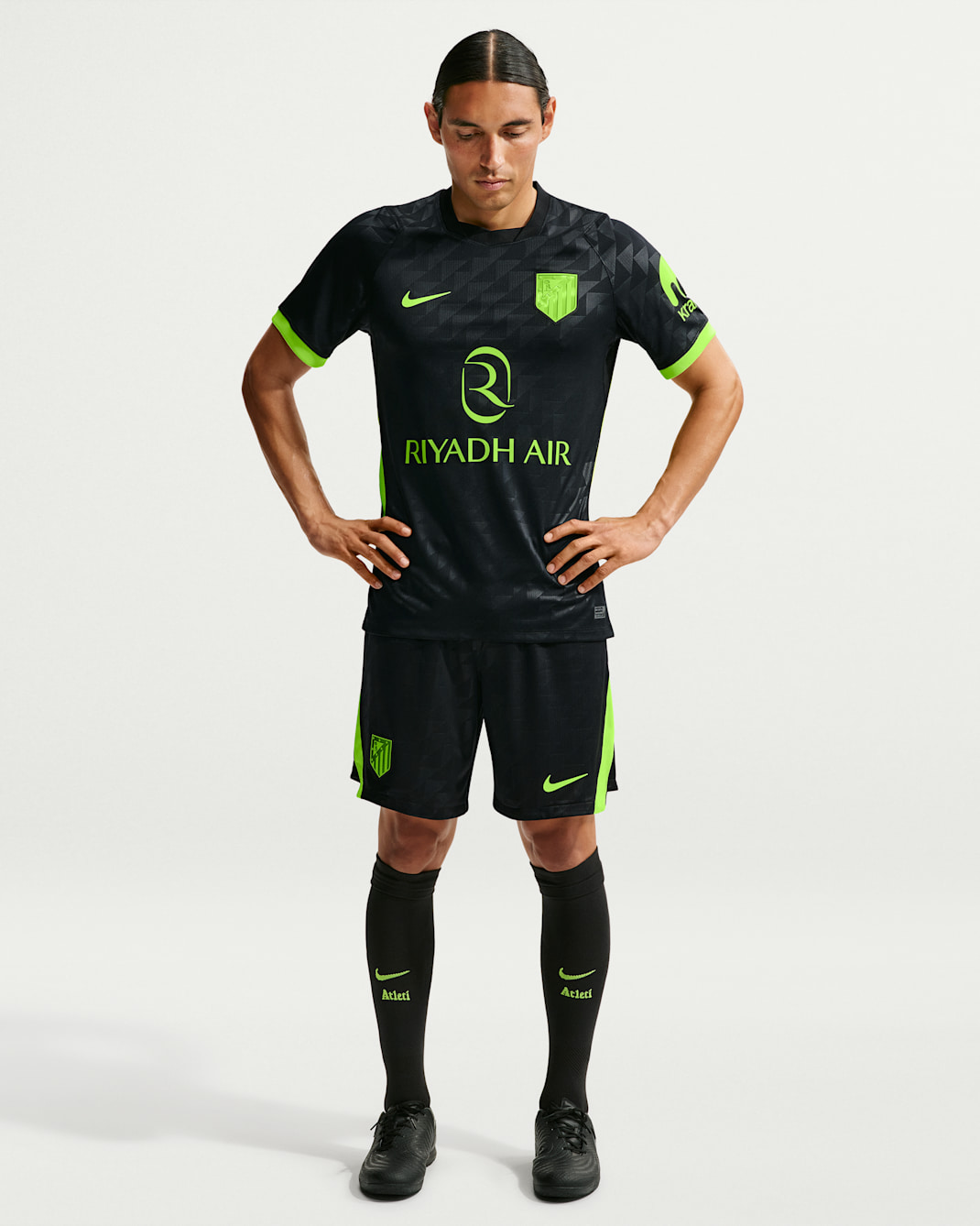 Short de foot Replica Nike Dri-FIT Atlético Madrid 2026/27 Stadium Extérieur pour homme - Noir/Volt/Volt