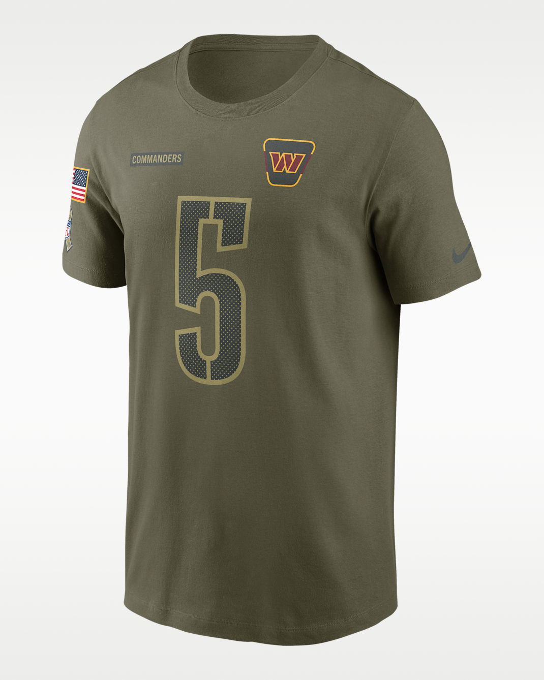 Jayden Daniels Washington Commanders Salute To Service Men’s Nike NFL T-Shirt - Olive