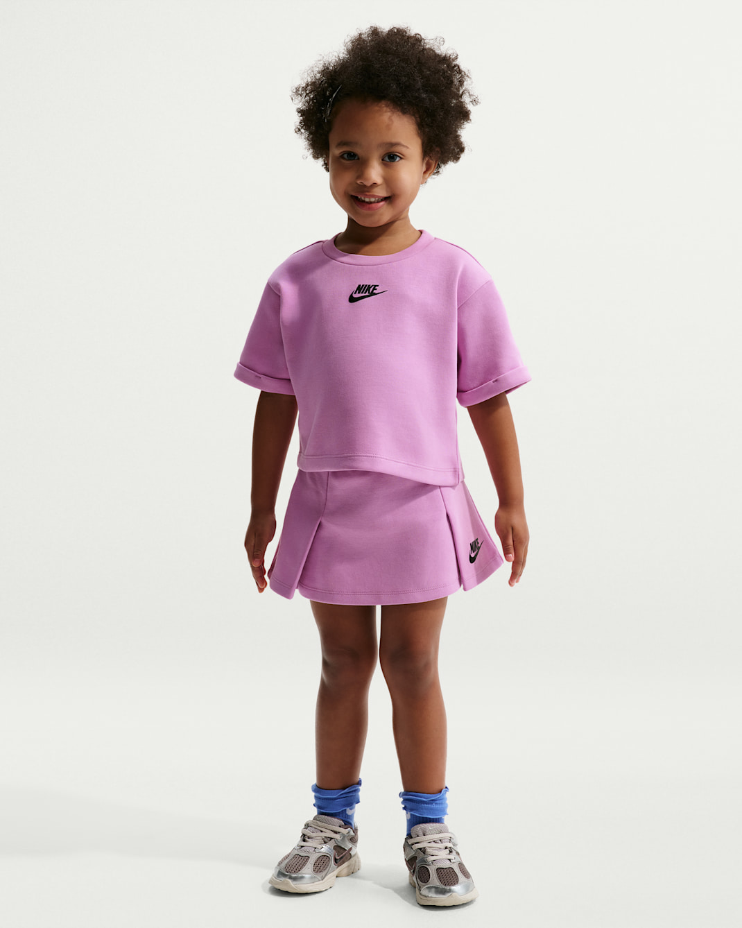Conjunto de dos piezas de falda Tech Fleece infantil Nike - Morado
